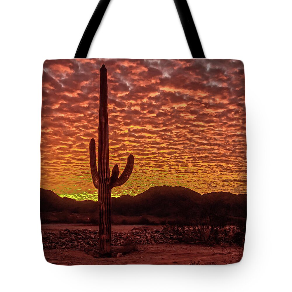 Cactus Tote Bag featuring the photograph Saguaro Cactus Sunrise by Robert Bales