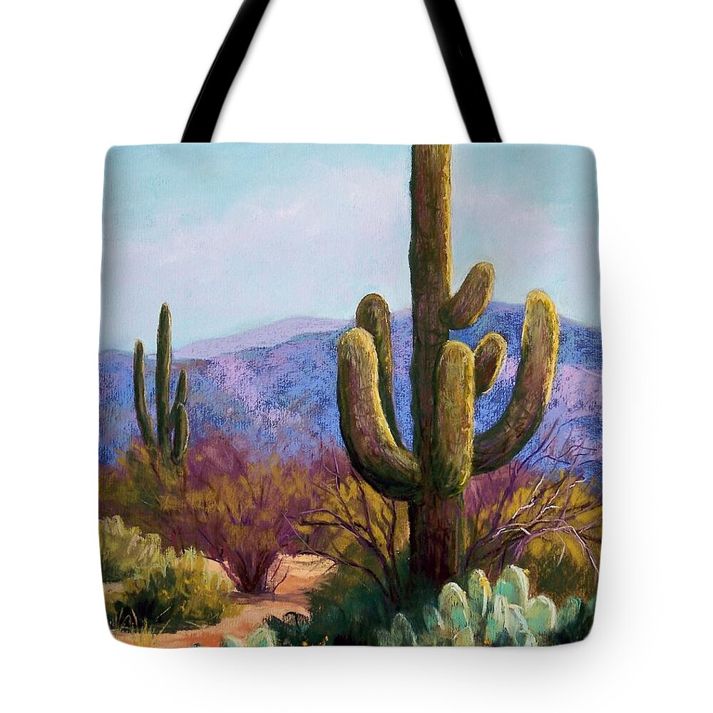 Saguaro Tote Bag featuring the pastel Saguaro by Candy Mayer
