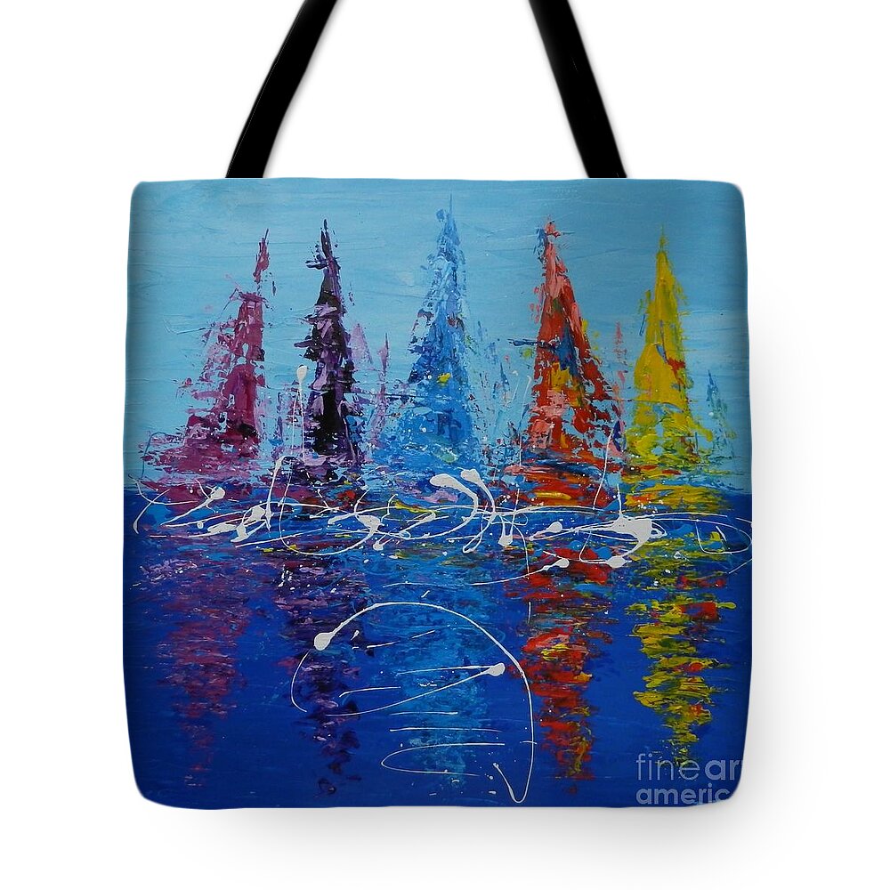 Sail Tote Bag featuring the painting Sail On by Dan Campbell
