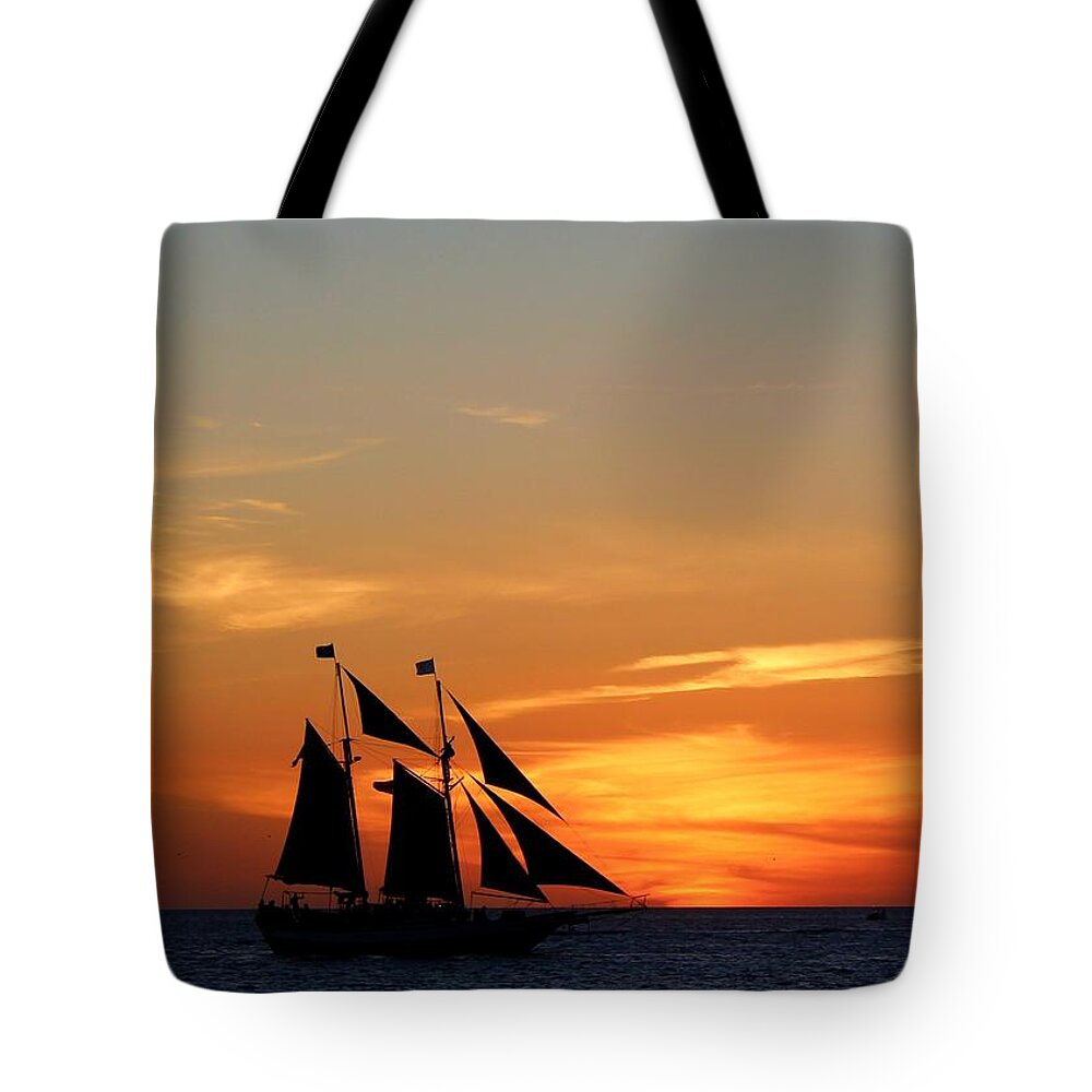 Photo For Sale Tote Bag featuring the photograph Sailboat at Sunset by Robert Wilder Jr