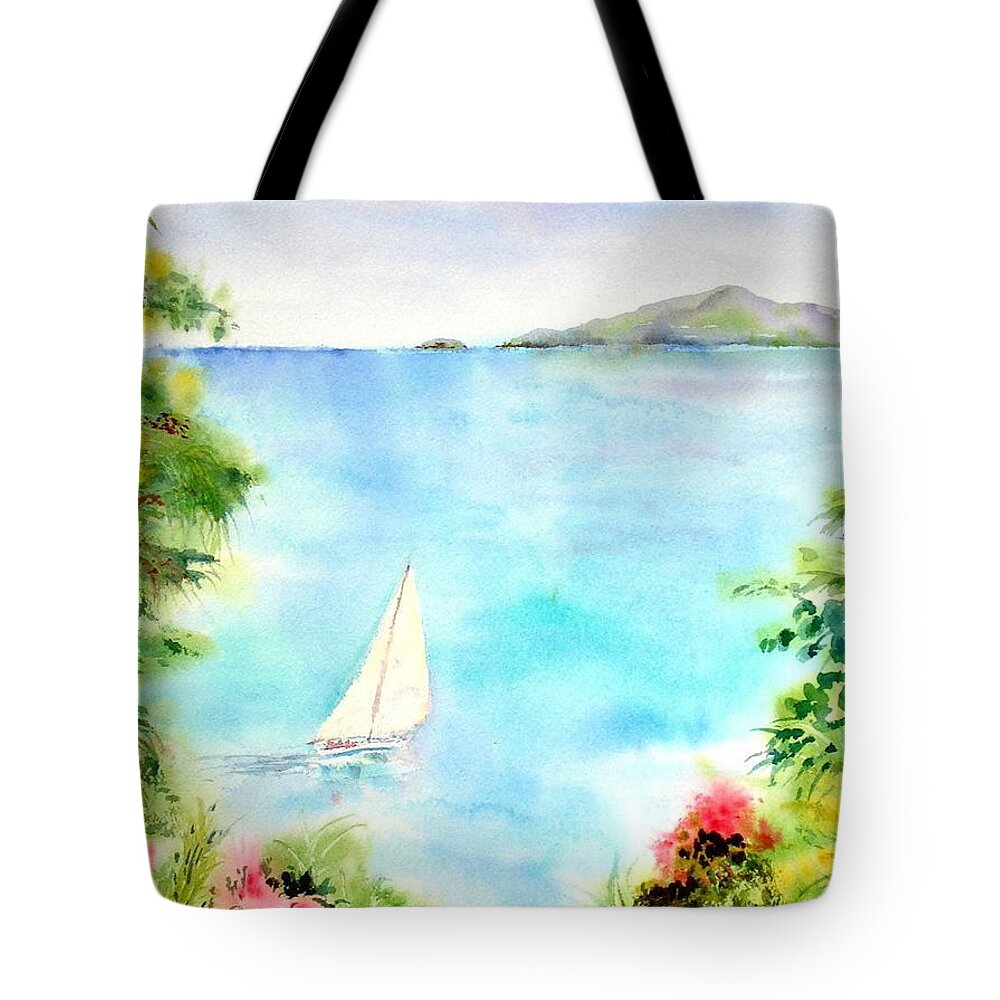 Sailing Tote Bag featuring the painting Sailing in the Caribbean by Diane Kirk