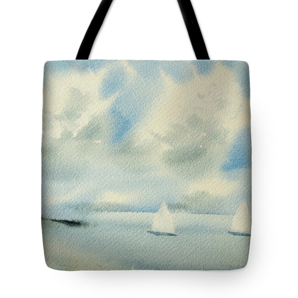 Bay Tote Bag featuring the painting Sailing into A Calm Anchorage by Dorothy Darden