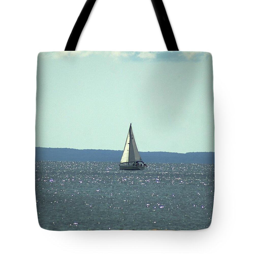 Sailing Tote Bag featuring the photograph Sailing on Crystal Sound by Margie Avellino