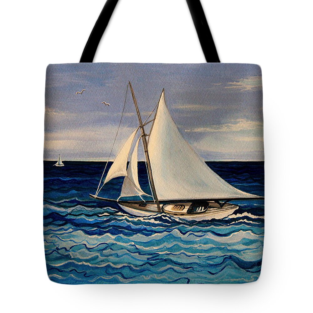 Sailing Tote Bag featuring the painting Sailing With the Waves by Elizabeth Robinette Tyndall