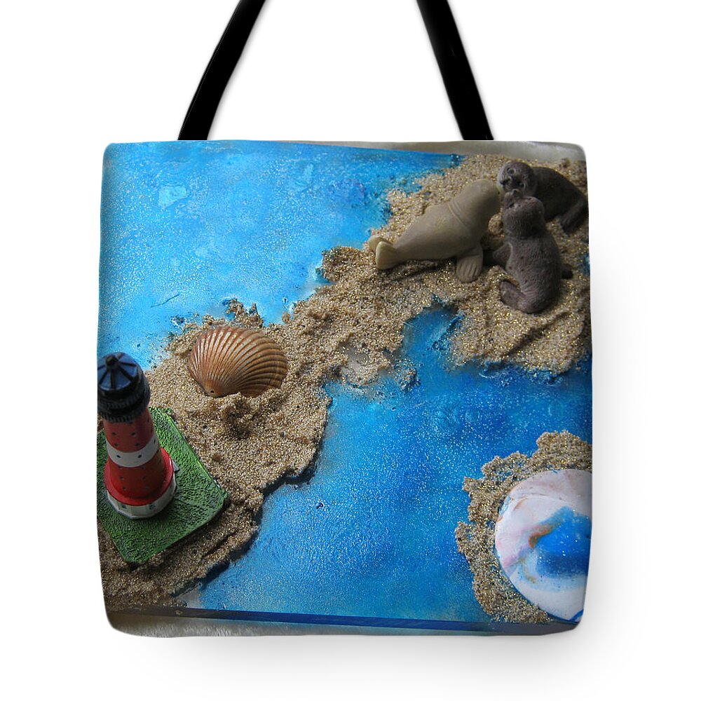 Sailor Bear And Friends Tote Bag featuring the glass art Sailor bear and friends by Heidi Sieber