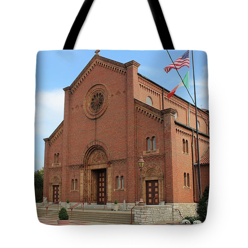 St. Louis Tote Bag featuring the photograph Saint Ambrose Church onThe Hill, Little Italy, in St. Louis, Mis by Adam Long