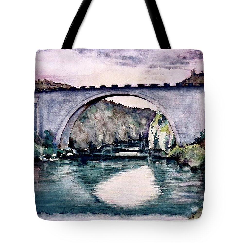Saint Bridge Tote Bag featuring the painting Saint Bridge by Geni Gorani