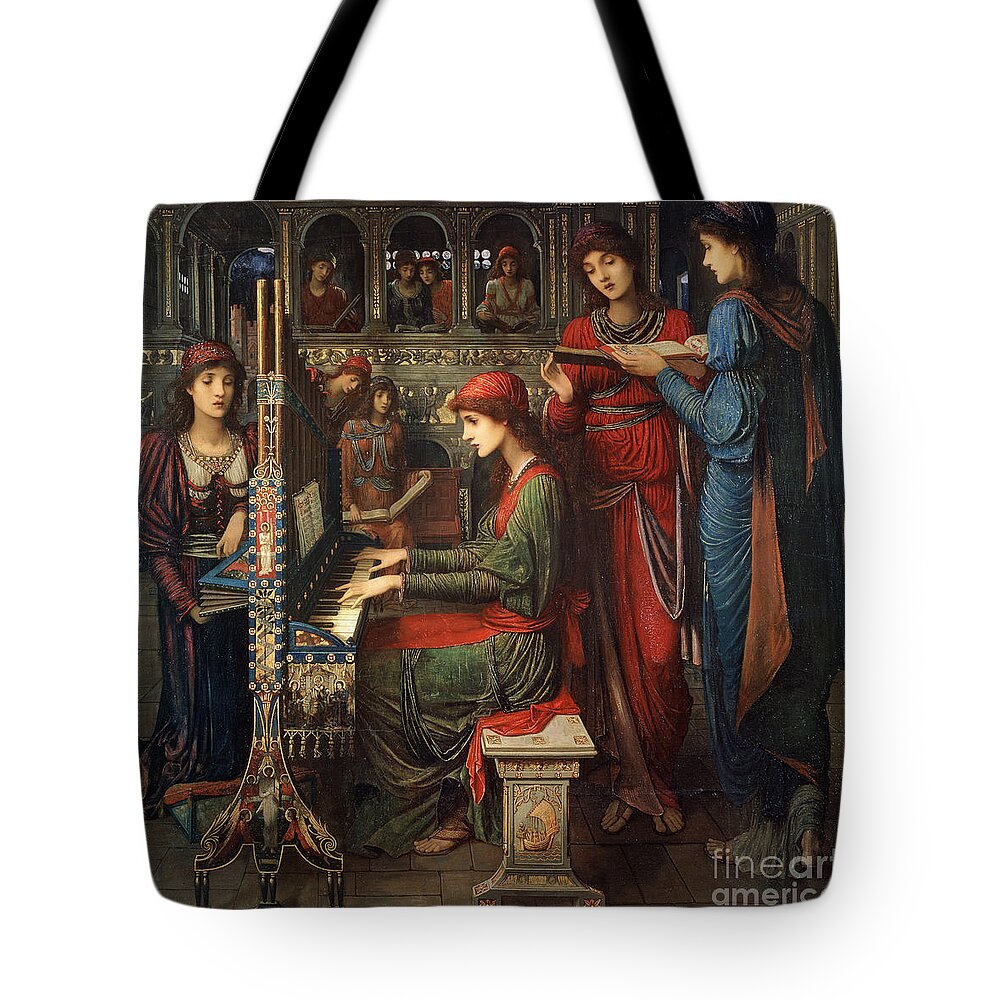Organ; Singing; Choir; Saint; Cecile Tote Bag featuring the painting Saint Cecilia by John Melhuish Strudwick