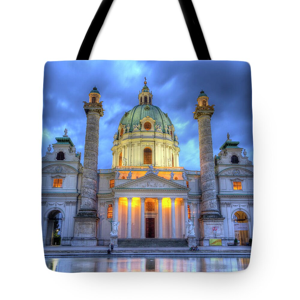 Church Tote Bag featuring the photograph Saint Charles's Church at Karlsplatz in Vienna, Austria, HDR by Elenarts - Elena Duvernay photo
