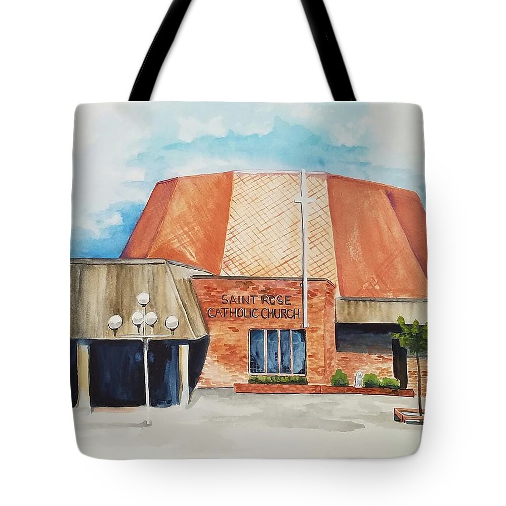 Saint Rose Tote Bag featuring the painting Saint Rose by Kathy Laughlin