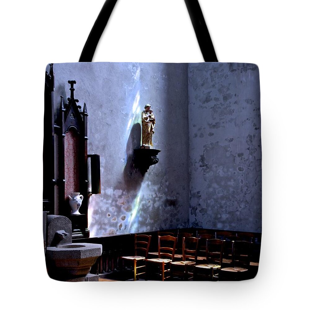 Church Tote Bag featuring the photograph Saintly Light by Eric Tressler