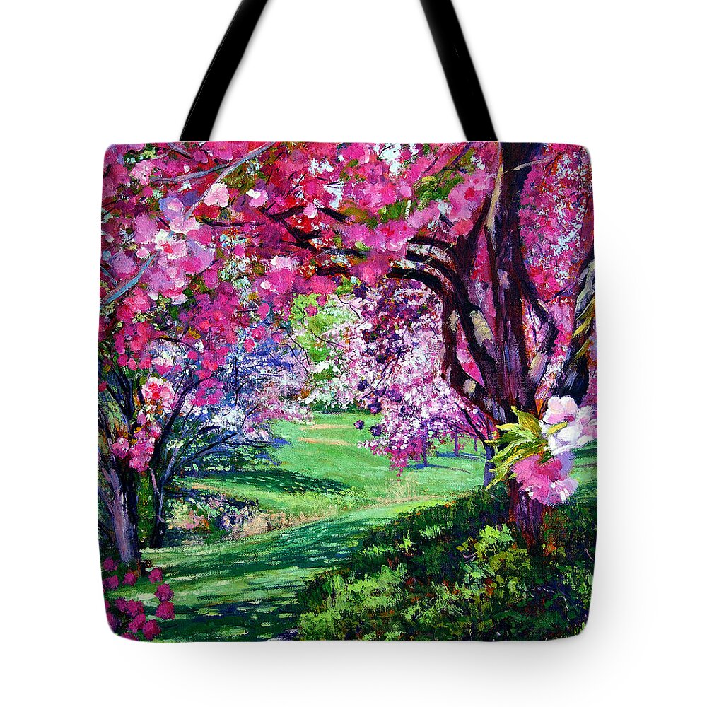 Cherry Blossoms Tote Bag featuring the painting Sakura Romance by David Lloyd Glover