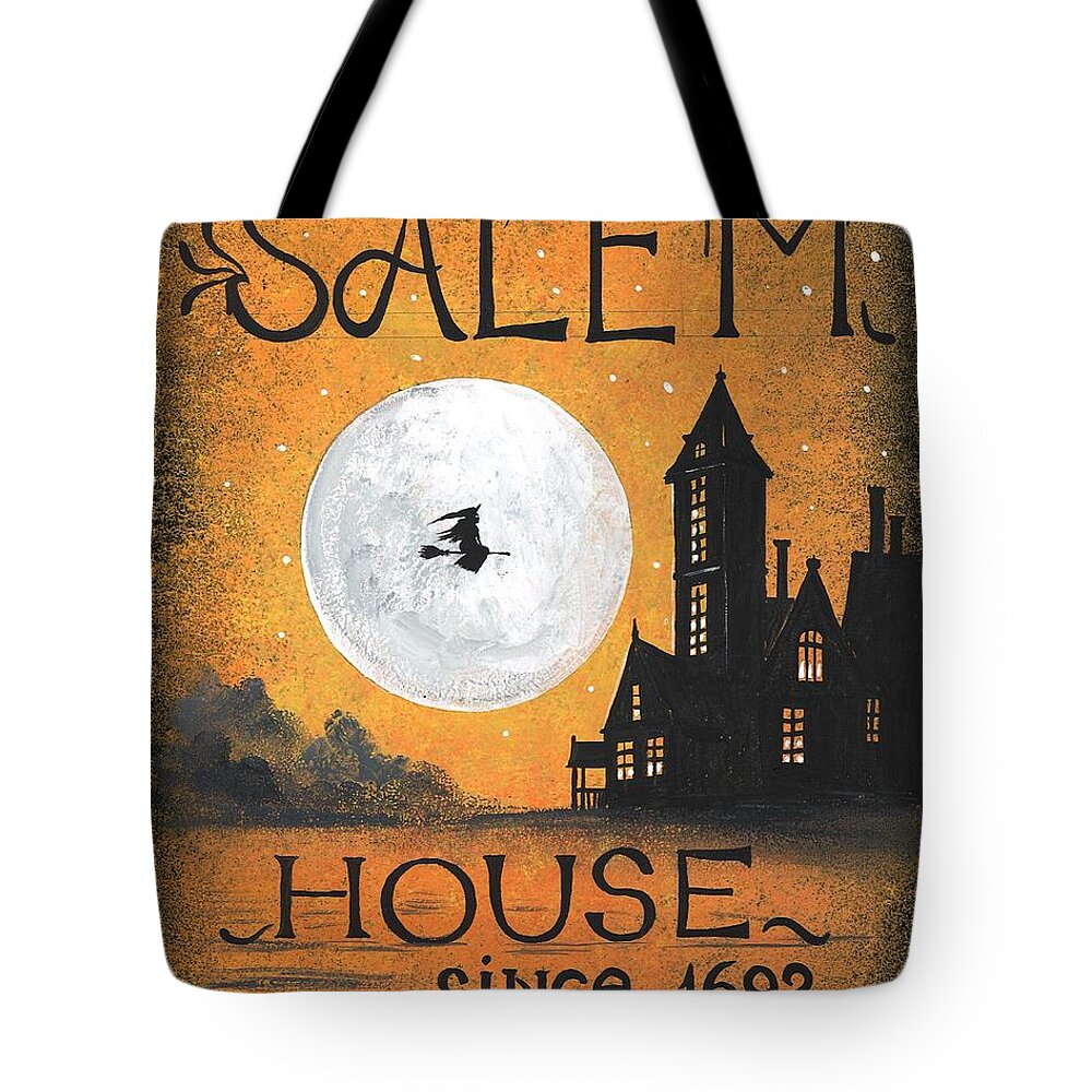 Print Tote Bag featuring the painting Salem House by Margaryta Yermolayeva