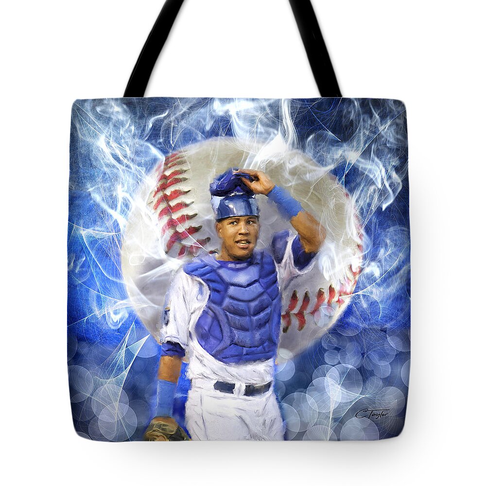 Salvie Tote Bag featuring the painting Salvy the MVP by Colleen Taylor