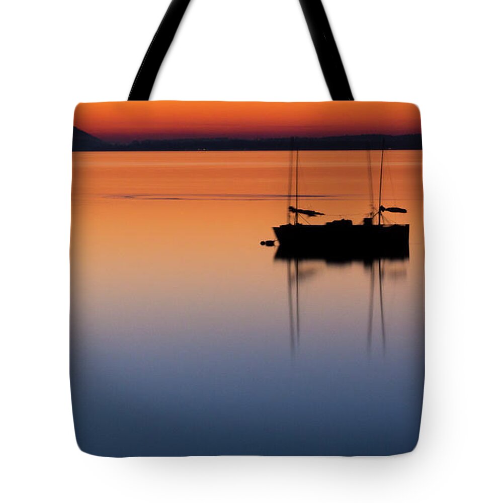 Sunset Tote Bag featuring the photograph Samish Sea Sunset by Tony Locke