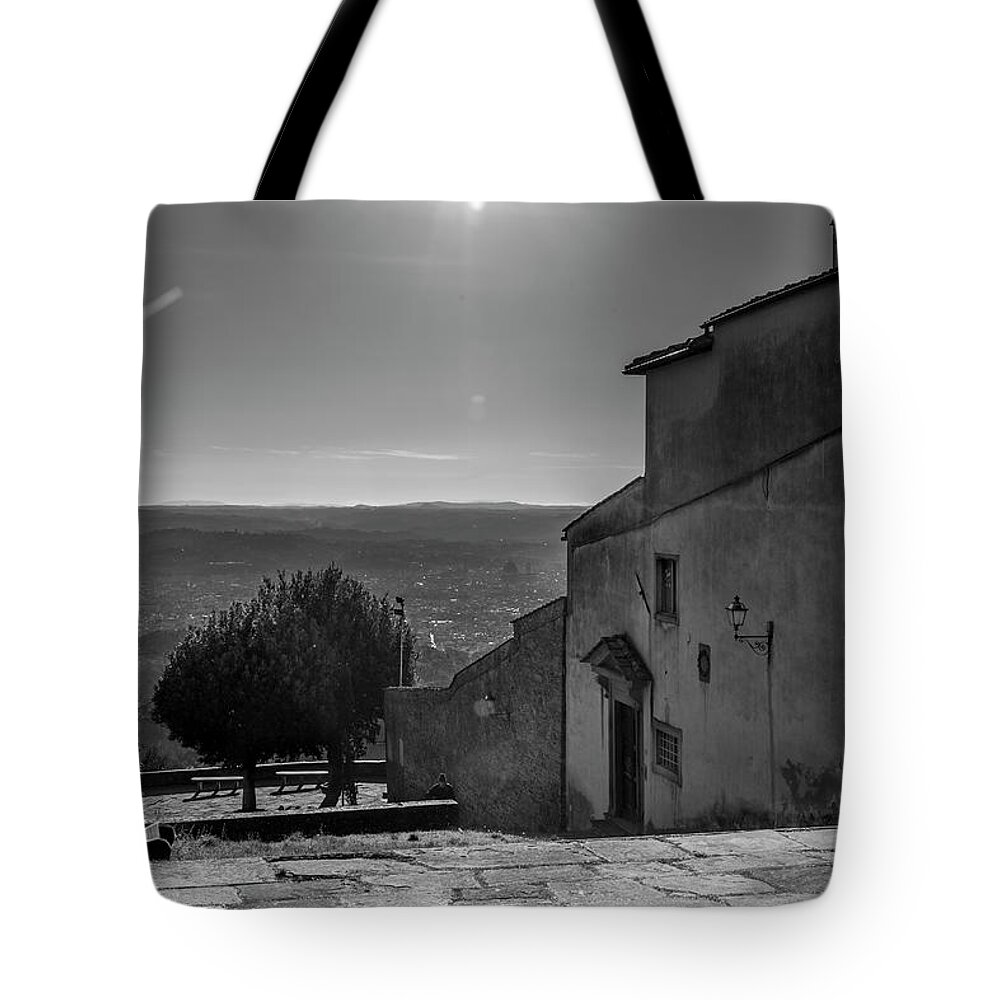 Fiesole Tote Bag featuring the photograph San Francesco Monastery - Fiesole, Italia. by Sonny Marcyan