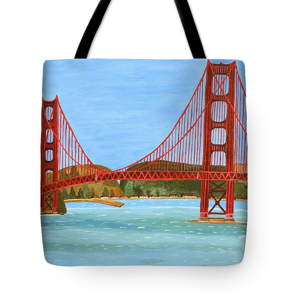 San Francisco Tote Bag featuring the painting San Francisco Bridge by Magdalena Frohnsdorff