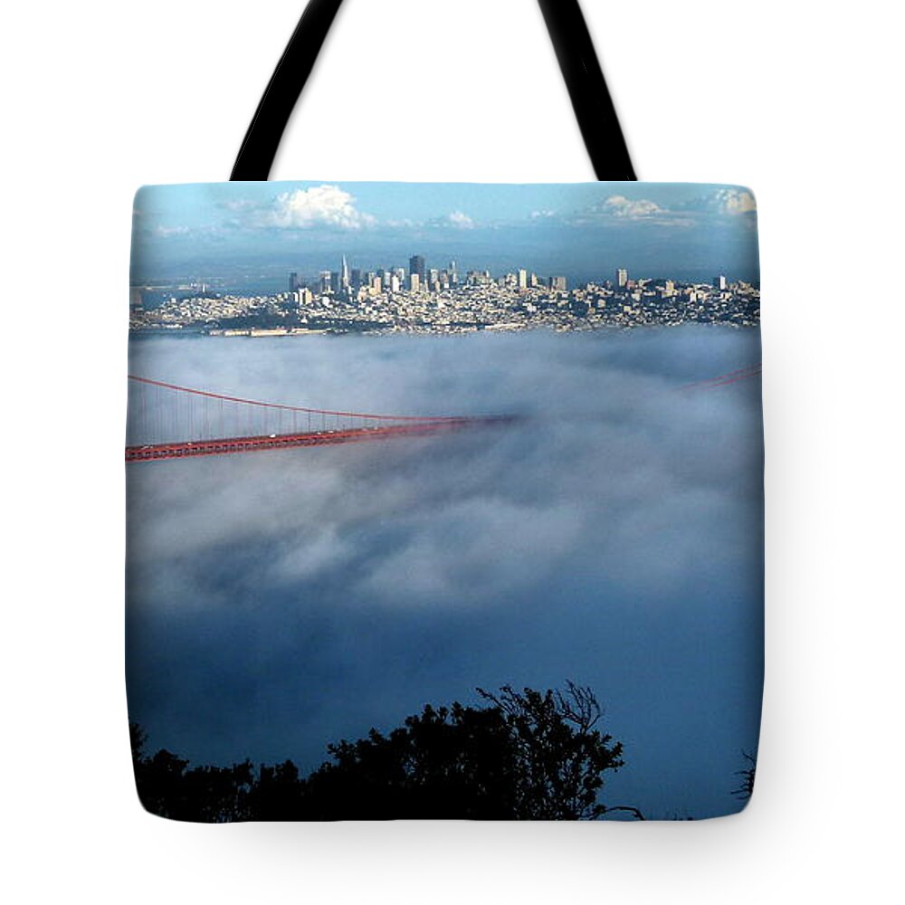 San Francisco Tote Bag featuring the photograph San Francisco Golden Gate Bridge Panoramic by Jeff Lowe