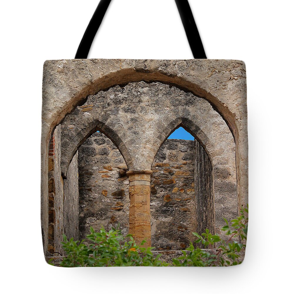 Mission Tote Bag featuring the photograph San Jose Arches 11 by Mary Bedy