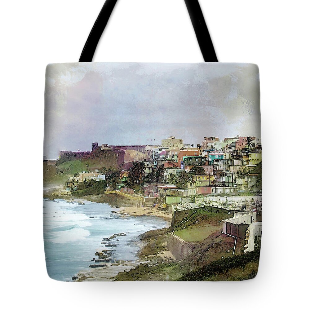 San Juan Tote Bag featuring the photograph San Juan by the Ocean by John Rivera