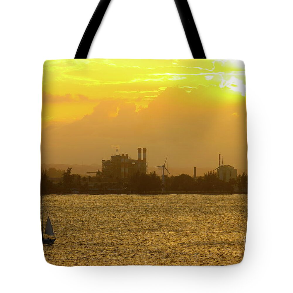 San Juan Tote Bag featuring the photograph San Juan Harbor Sunset by Alice Terrill
