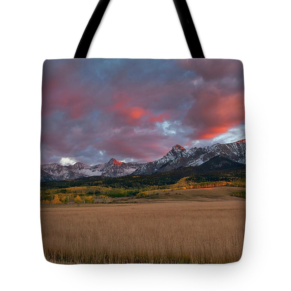Colorado Tote Bag featuring the photograph San Juan Sunset by Steve Stuller