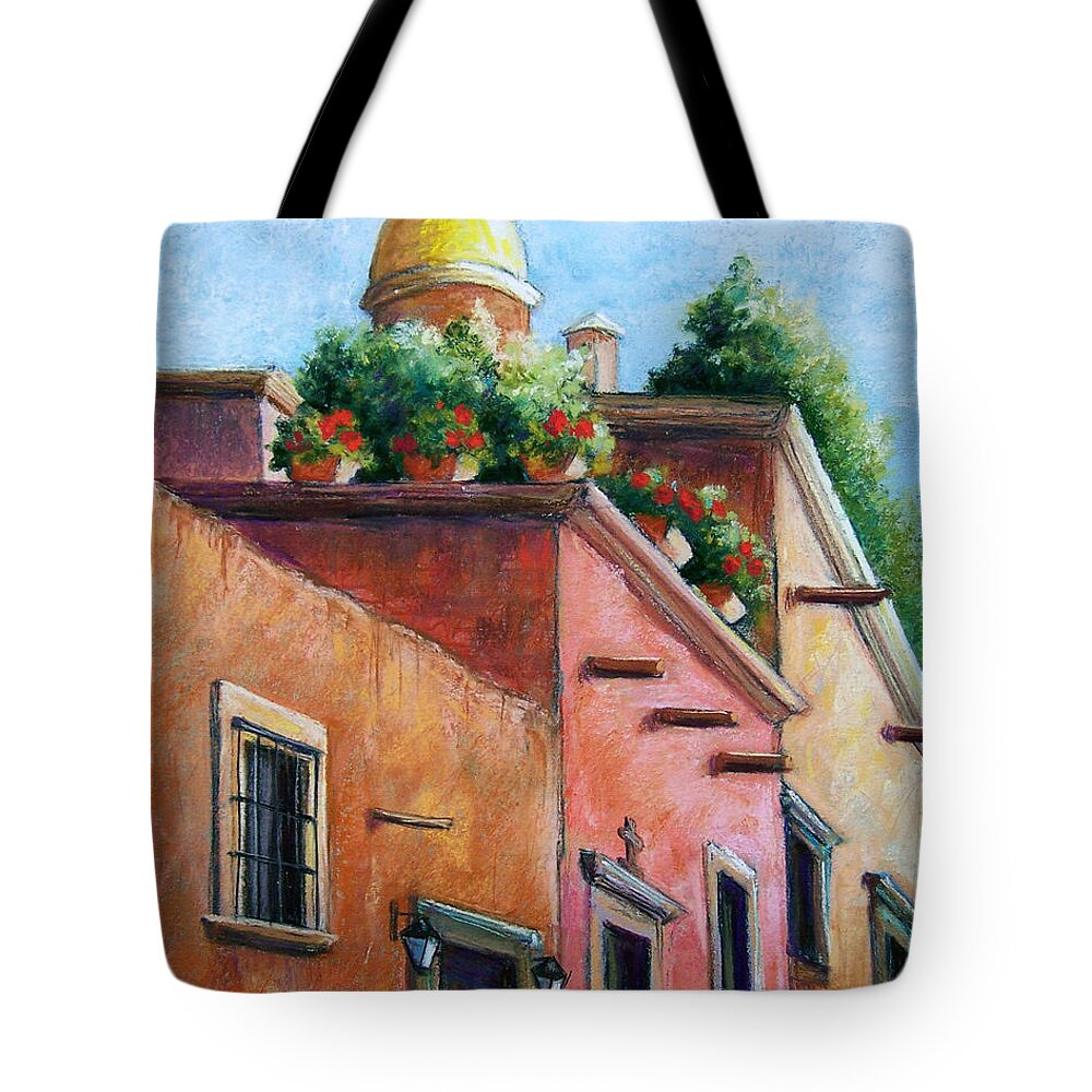 Landscape Tote Bag featuring the pastel San Miguel de Allende by Candy Mayer