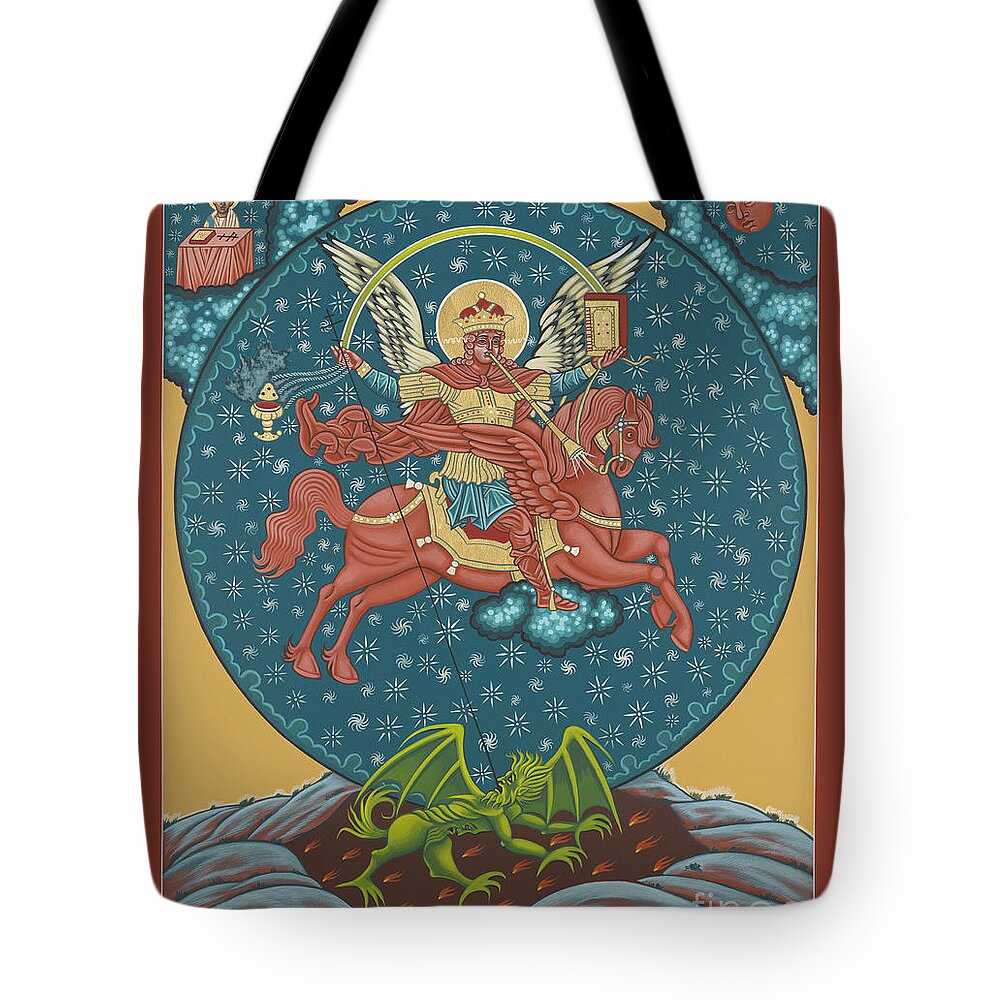 San Miguel De Socorro Tote Bag featuring the painting St. Michael of the Apocalypse 222 by William Hart McNichols