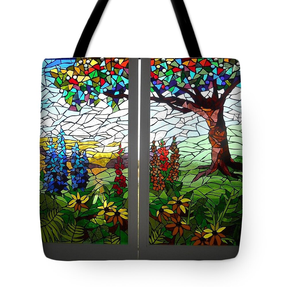 Mosaic Tote Bag featuring the glass art Sanctuary by Catherine Van Der Woerd
