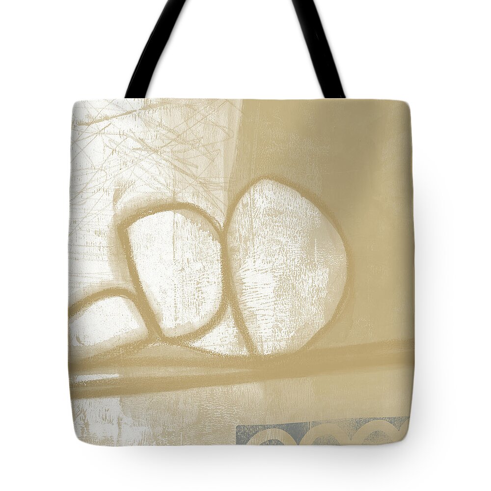 Abstract Tote Bag featuring the painting Sand and Stone 1- Contemporary Abstract Art by Linda Woods by Linda Woods