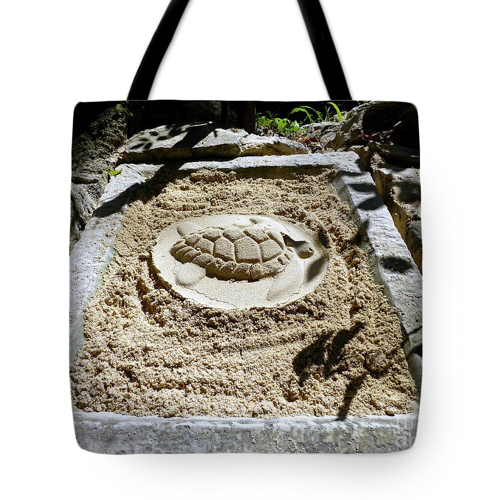 Sand Tote Bag featuring the photograph Sand Turtle Print by Francesca Mackenney