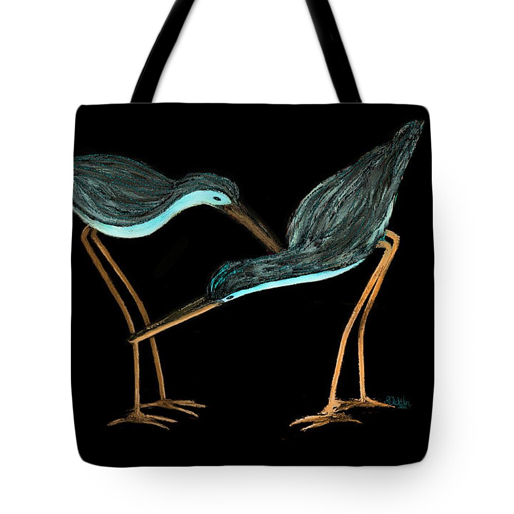 Sandpipers Tote Bag featuring the painting Sandpipers in Teal Blue by Barbara Chichester
