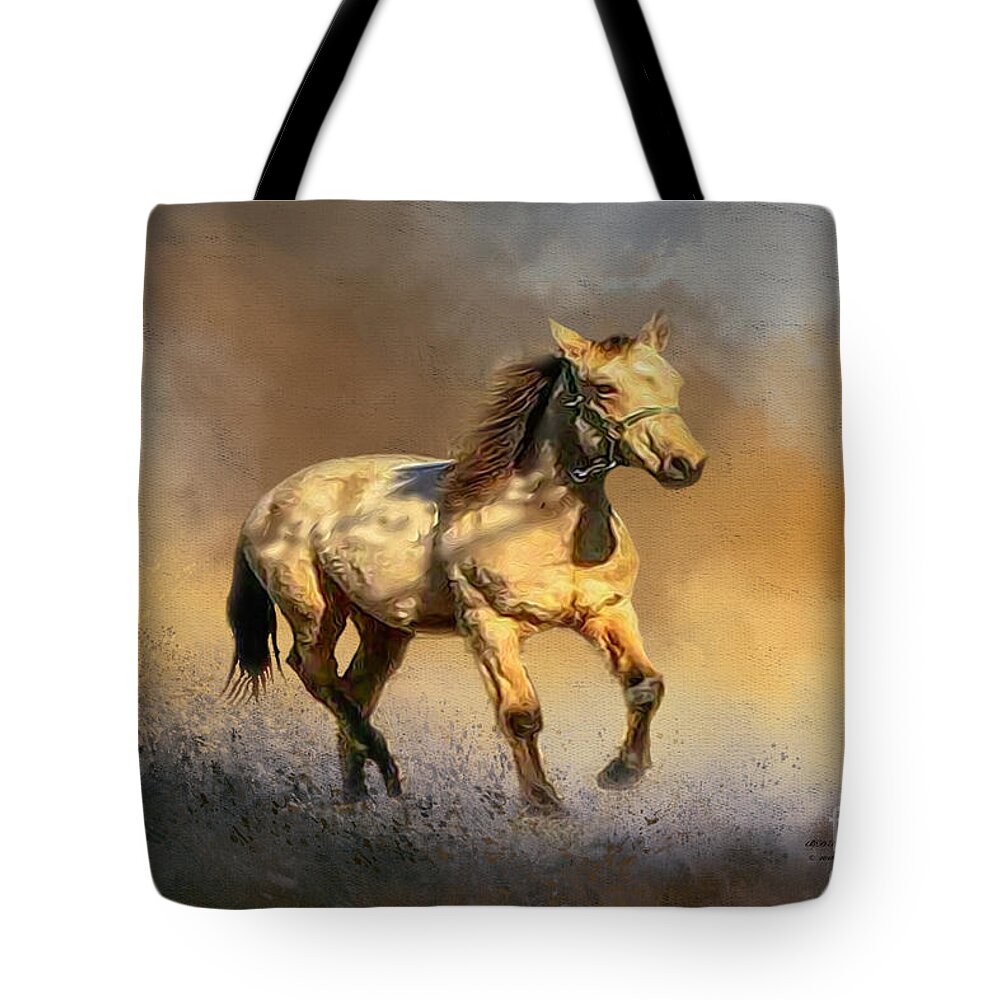 Horses Tote Bag featuring the mixed media Sandy by DB Hayes