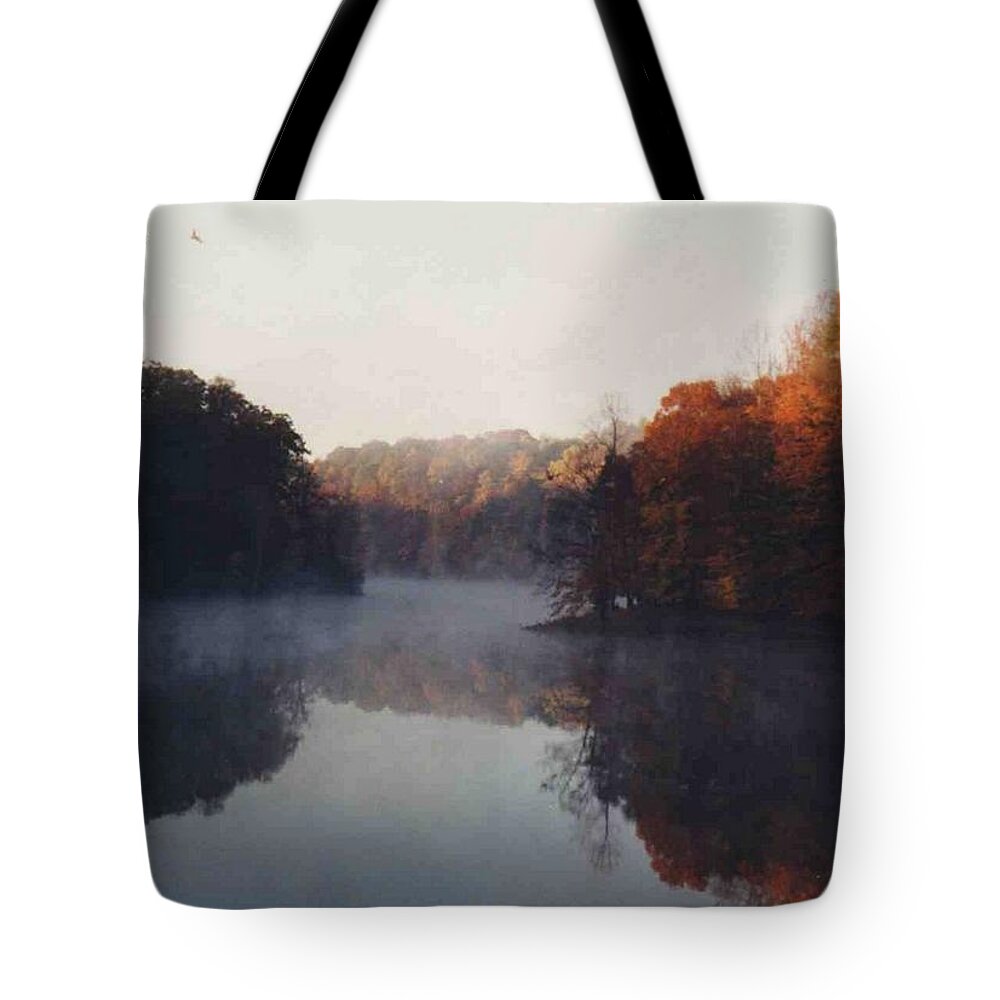 Fall Leaves Tote Bag featuring the photograph Sandy Mist by Lin Grosvenor