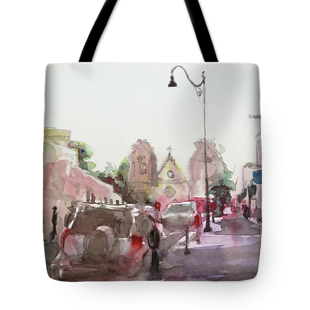 Watercolor Tote Bag featuring the painting Sanfransisco Street by Becky Kim