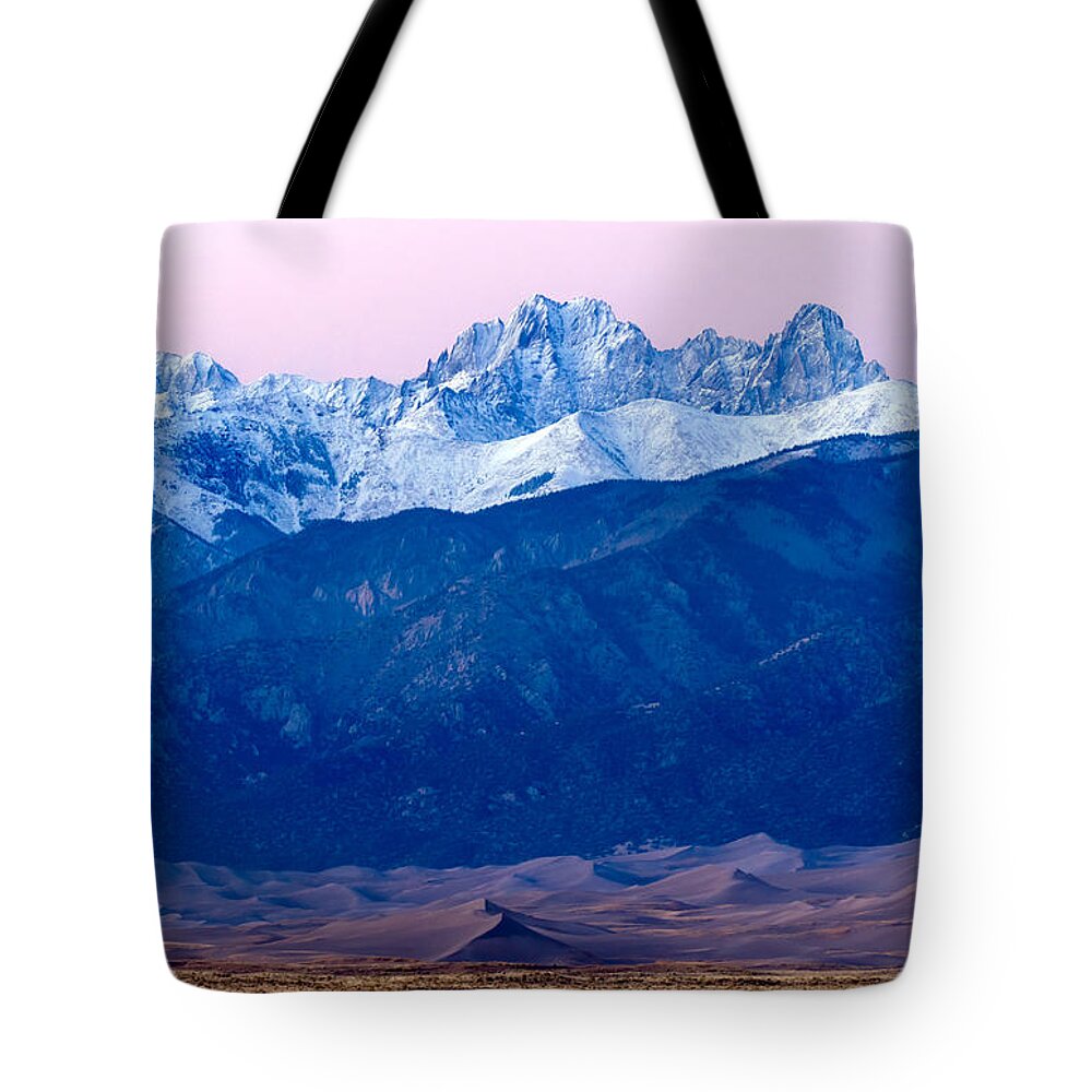 Sangre Tote Bag featuring the photograph Sangre de Christo and The Great Sand Dunes National Park by Nicholas Blackwell
