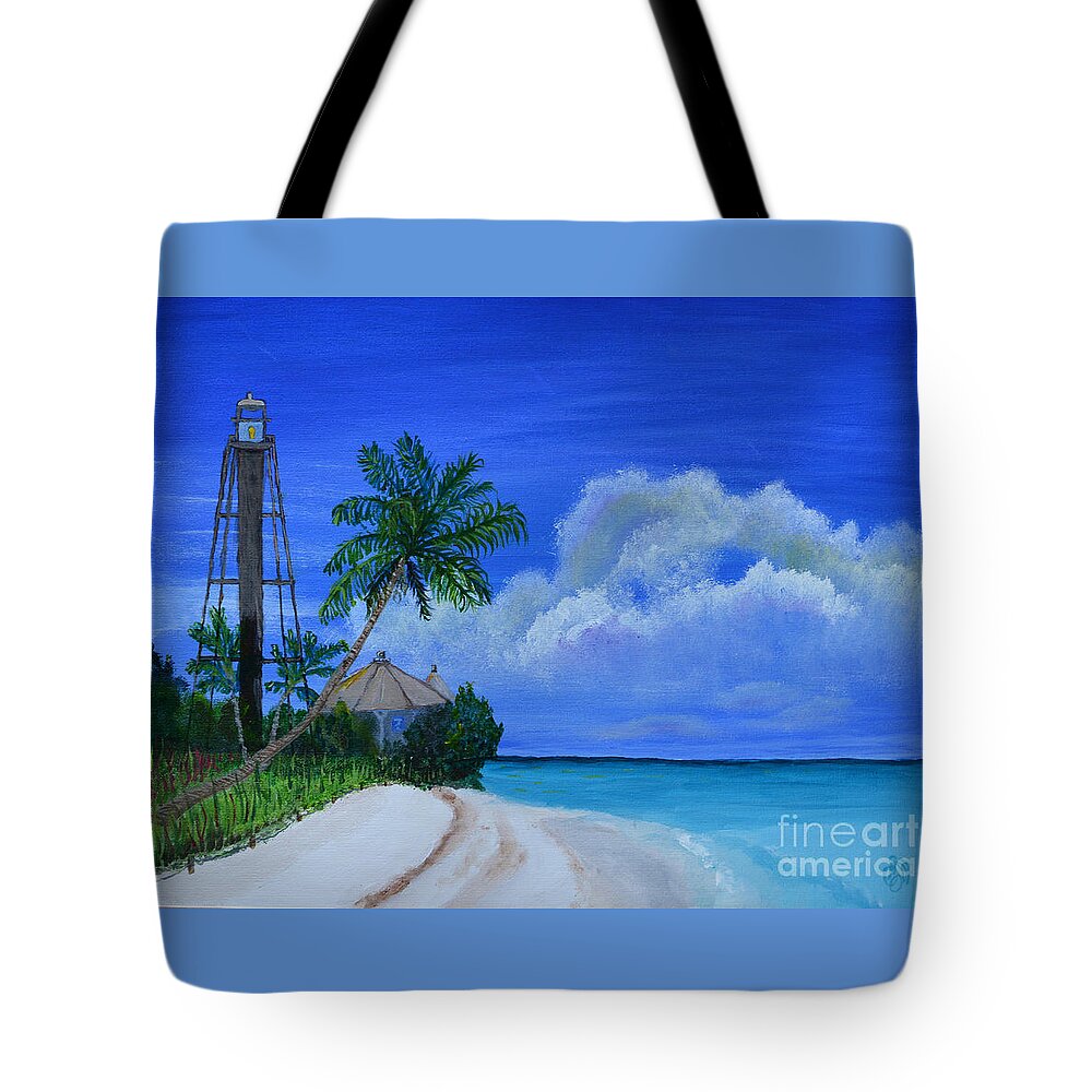 Sanibel Light House Tote Bag featuring the painting Sanibel Light House by Christine Dekkers