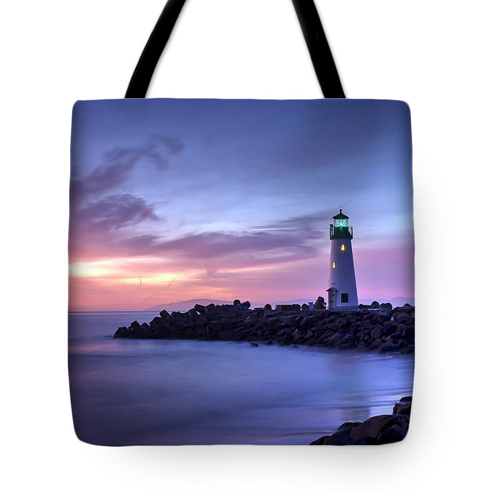 Santa Cruz Tote Bag featuring the photograph Santa Cruz Harbor Mouth Sunrise by Morgan Wright