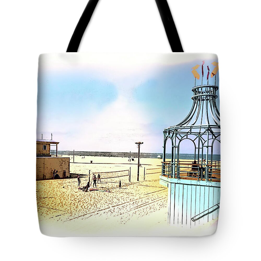 Santa Monica Pier Tote Bag featuring the photograph Santa Monica Pier Ver1 by Larry Mulvehill