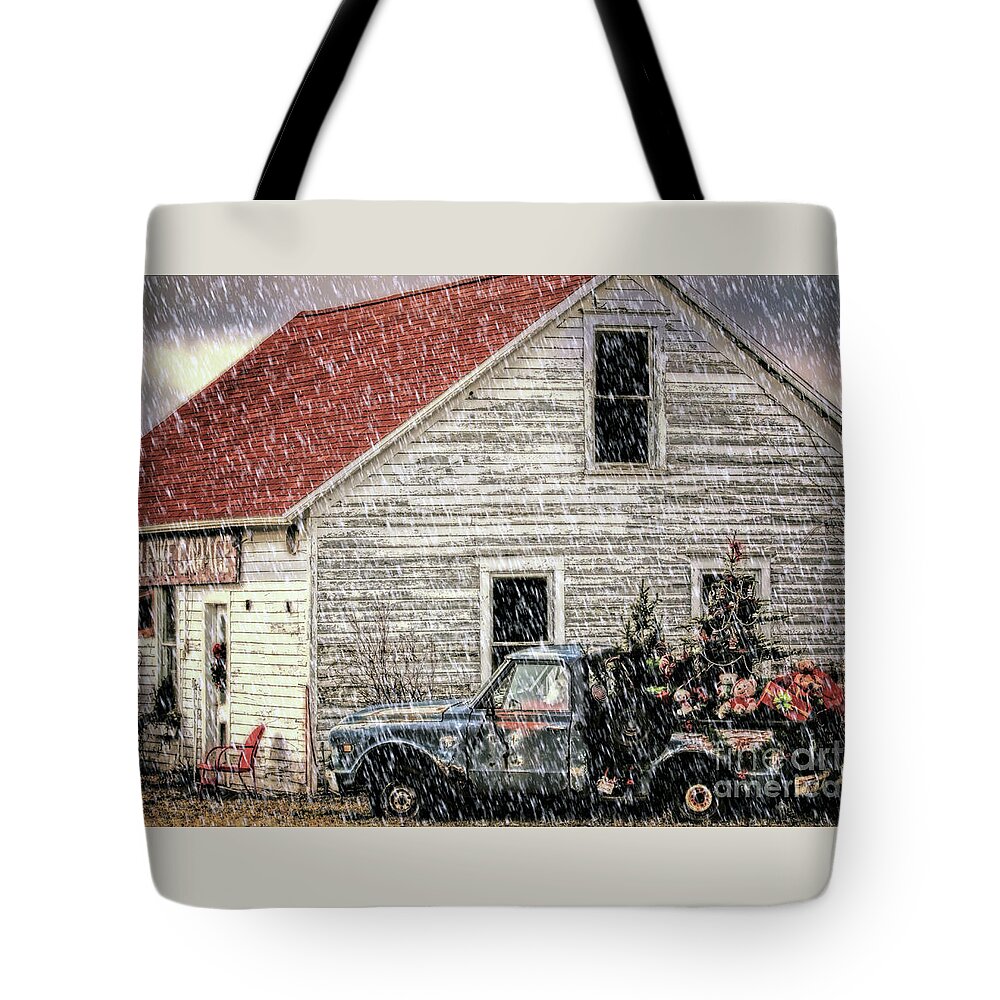 Santa Tote Bag featuring the photograph Santa's Pitstop by Elizabeth Winter