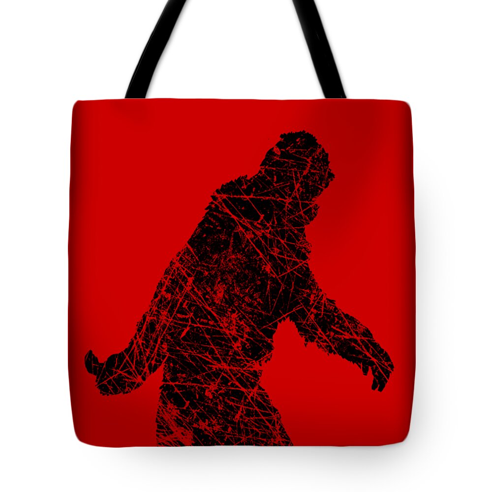 Sasquatch Tote Bag featuring the digital art Sasquatch Silhouette Grunge Style by Garaga Designs