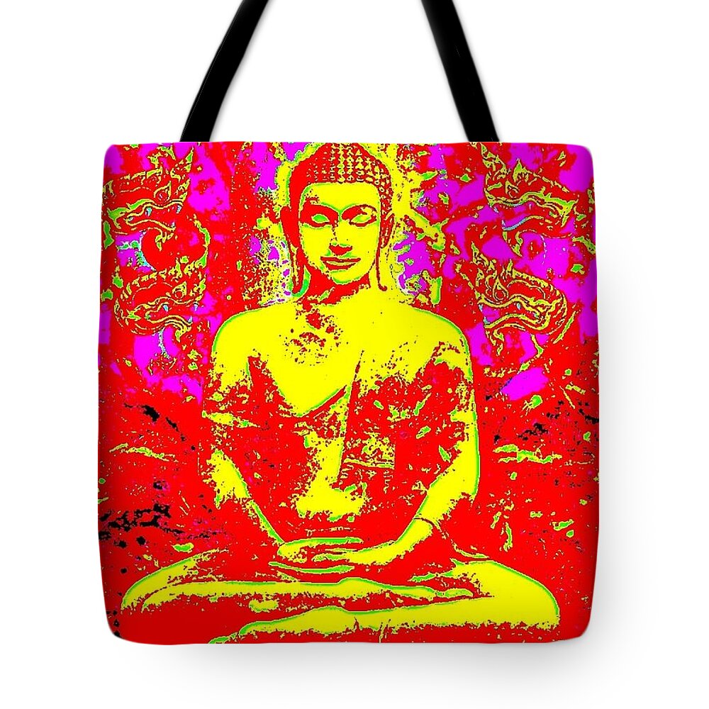 Buddha Tote Bag featuring the digital art Satorian Buddha I by Peter Ogden