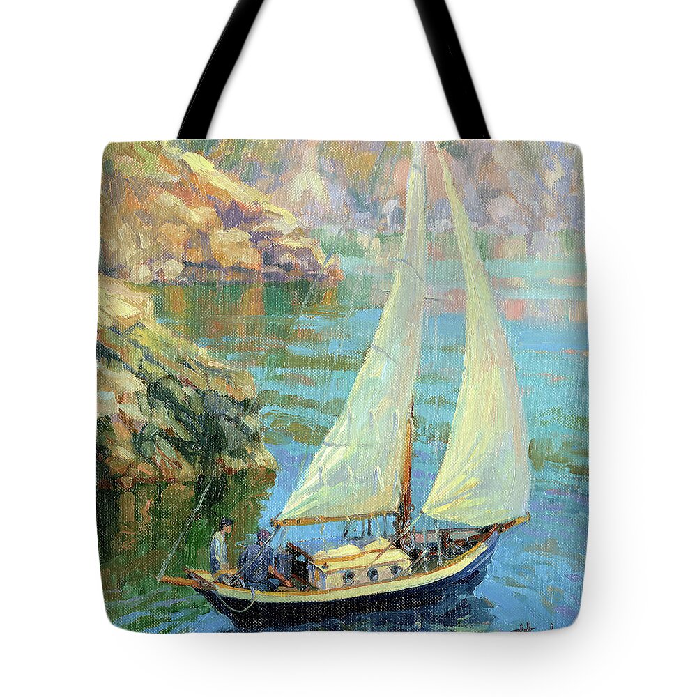 Sailboat Tote Bag featuring the painting Saturday by Steve Henderson