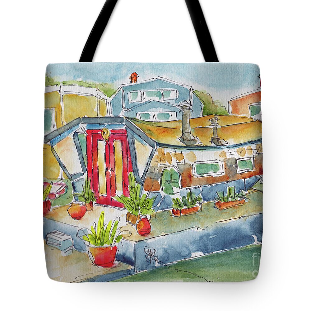 Impressionism Tote Bag featuring the painting Sausalito Houseboat by Pat Katz
