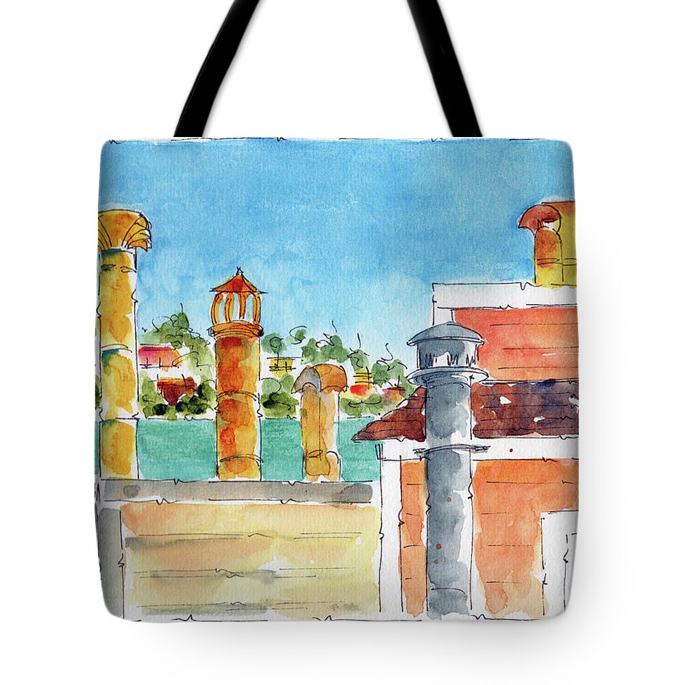 Impressionism Tote Bag featuring the painting Sausalito Smokestacks by Pat Katz
