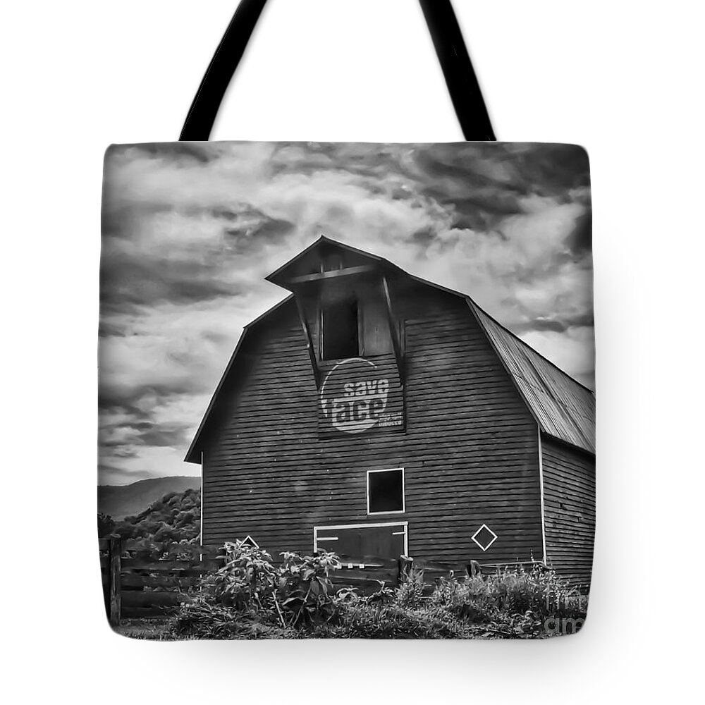 Save Face Barn Tote Bag featuring the photograph Save Face Barn by Kerri Farley