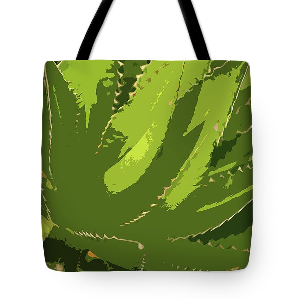 Aloe Vera Abstract Tote Bag featuring the digital art Sawtooth Leafed Aloe Vera by Christiane Schulze Art And Photography