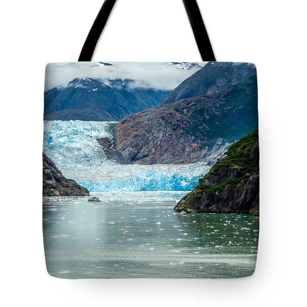 Alaska Tote Bag featuring the photograph Sawyer Glacier by Pamela Newcomb