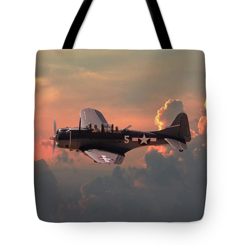 Aircraft Tote Bag featuring the digital art SBD - Dauntless by Pat Speirs