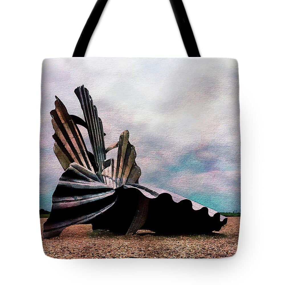 Scallop Tote Bag featuring the photograph Scallop Shell at Aldeburgh by John Paul Cullen